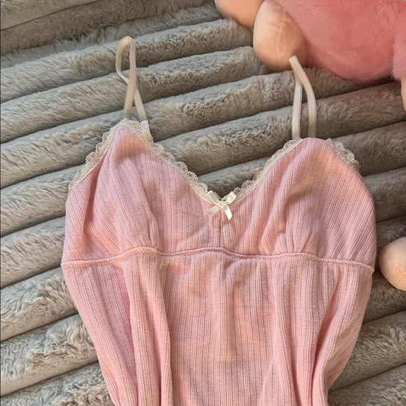 Pink Ribbed Spaghetti Strap Mini Dress - Picture 3 of 4